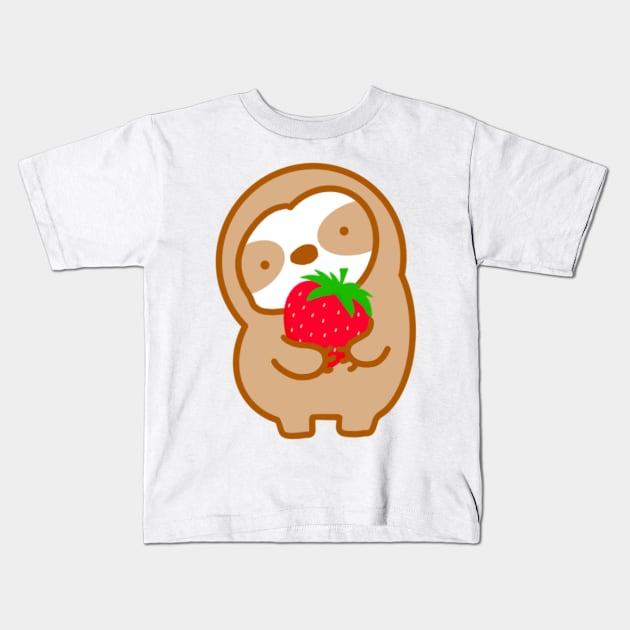 Cute Strawberry Sloth Kids T-Shirt by theslothinme